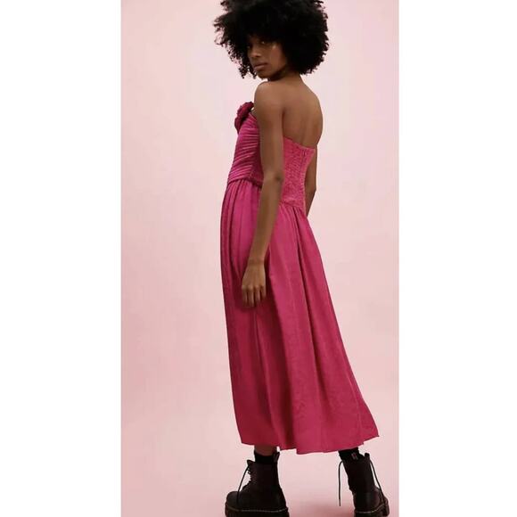 New FREE PEOPLE Make An Entrance Maxi Dress $298 SIZE 2 Pink REMOVABLE STRAPS - Picture 3 of 6